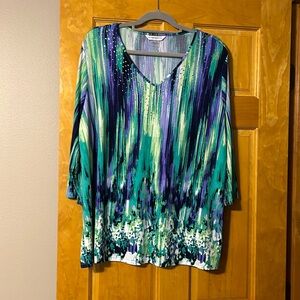 Beautiful V-Neck Allison Daley Tunic, Size 2X, with 3/4 Length Sleeve